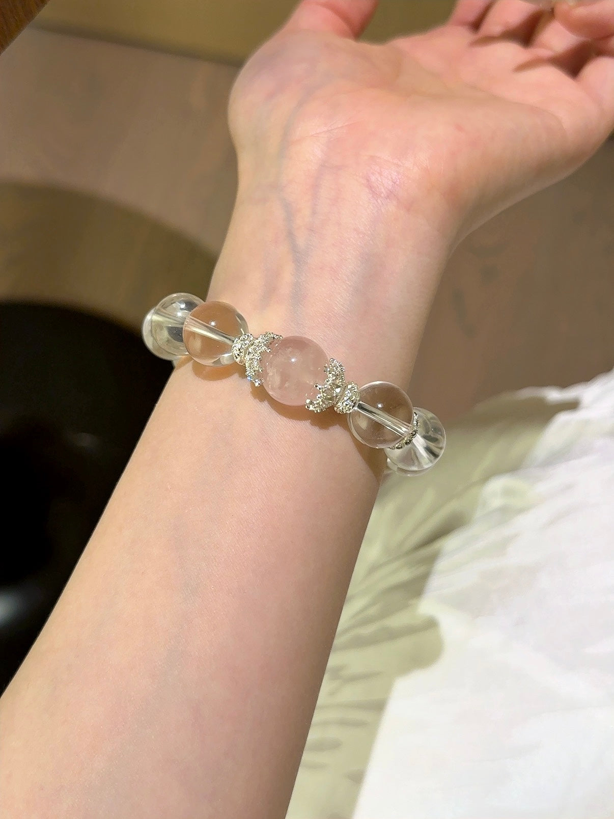 ▫️▪️ White crystal powder crystal bracelet